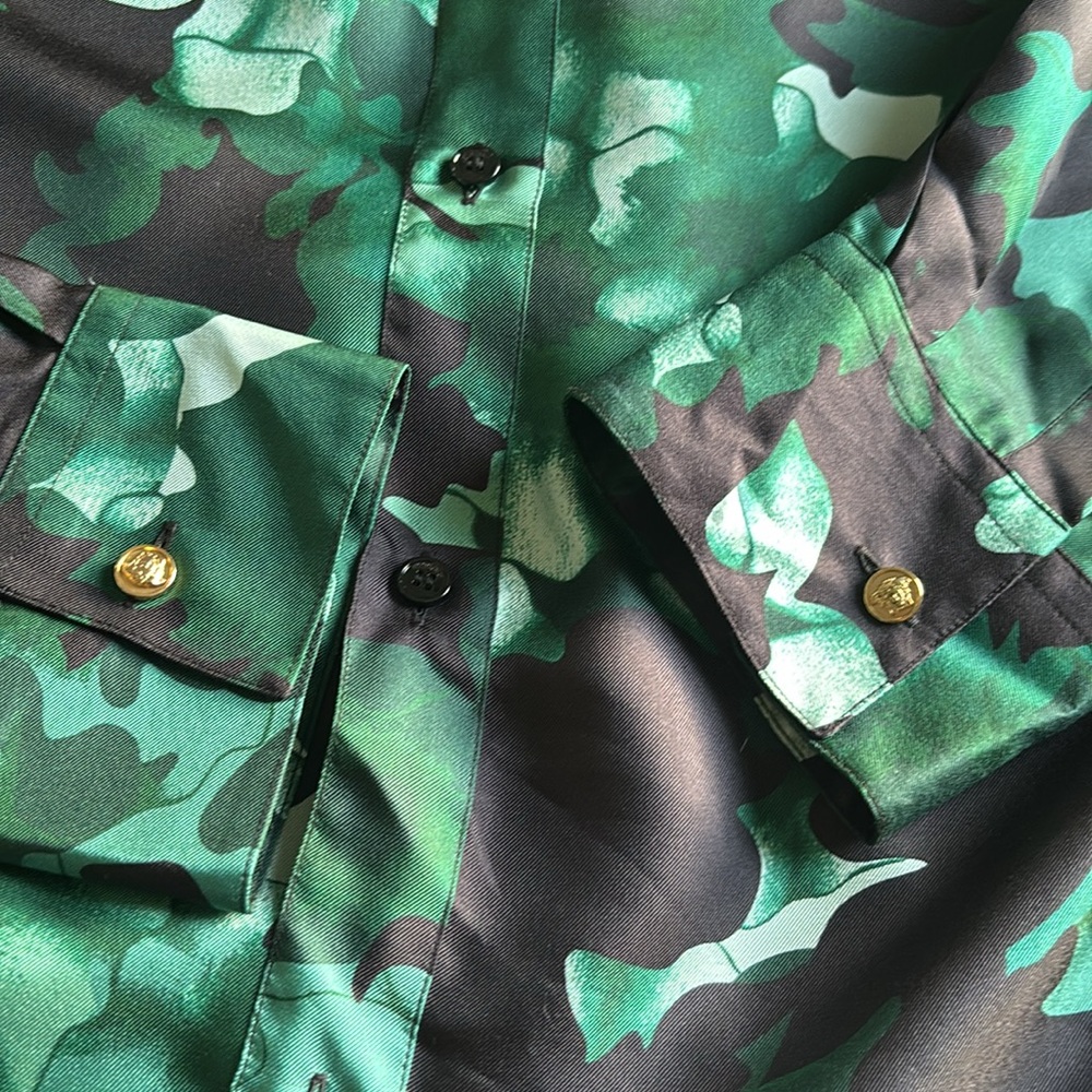 Versace Green and Black Patterned Shirt - Picture 7 of 11